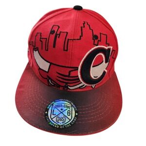 Leader‎ of the Game Chicago Snapback Hat Red Black Skyline Bulls Graphic Cap